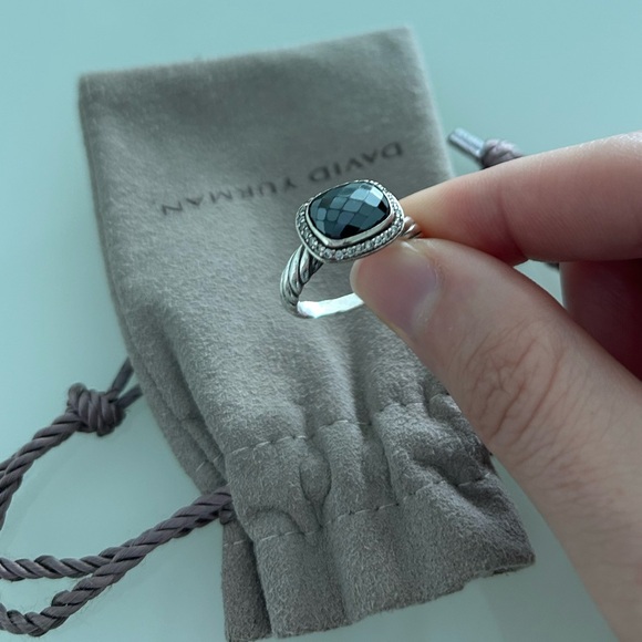 David Yurman Sterling Silver Diamond Black Onyx 10mm Noblesse Ring Size 7 - Picture 11 of 11